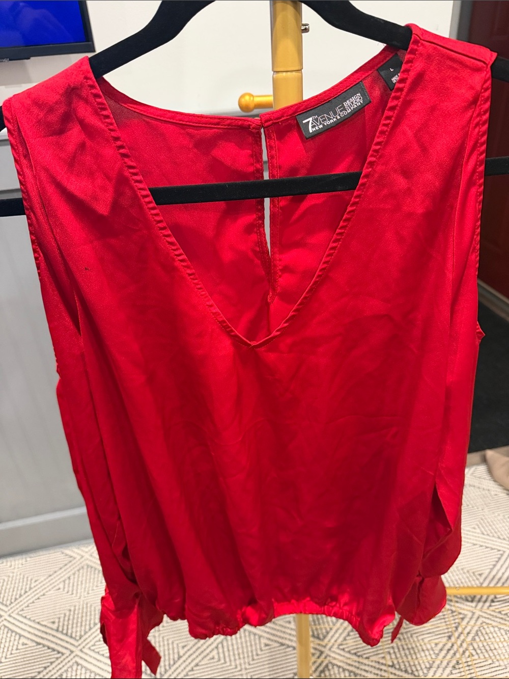 Zena Bright Red Sleeveless V-Neck Blouse